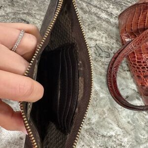 MICHAEL Michael Kors Brown and Gold Zip Card Case Wristlet